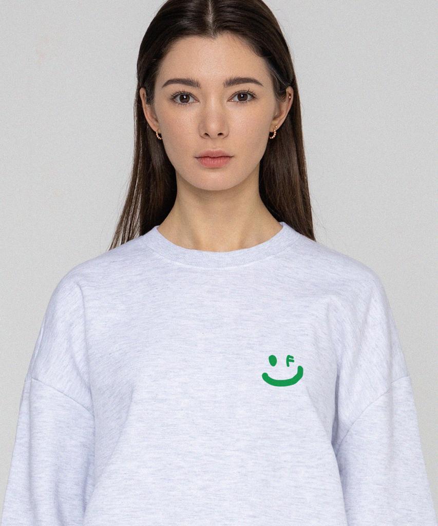 GRAVER [Unisex] Small Drawing Smile Sweatshirt_Melange White