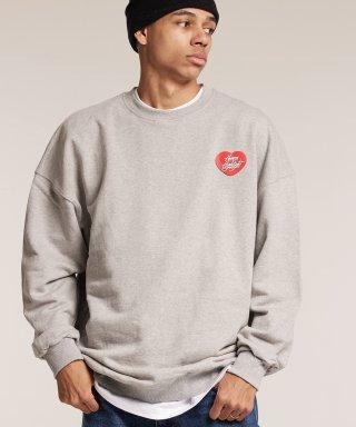 Cream Soda Lab Human Highlight Sweatshirt Small Heart Gray Red L