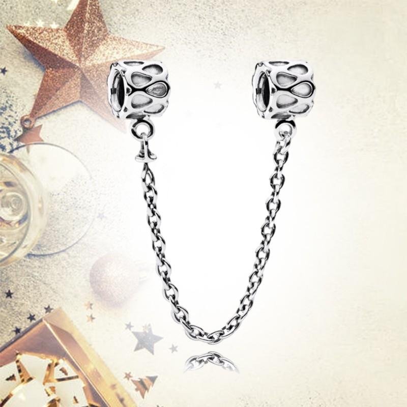 Sparkling Safety Chain Collection Charm Bead Charms Triple Clear Stone Safety Chain Safety Chain Clip Compatible With Authentic Bracelets Do It Yourse