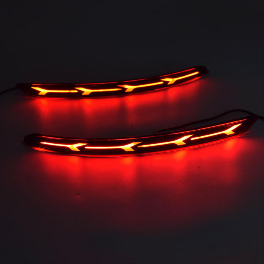 2x LED Rear Bumper Reflector Brake Light Flow Turn Signal For Hyundai Elantra