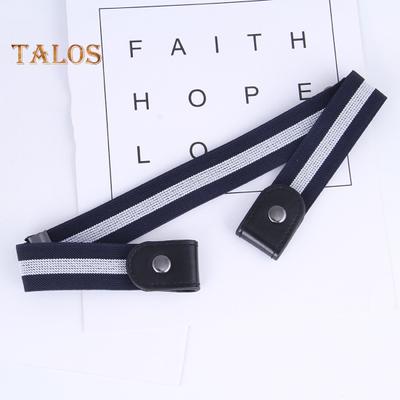 Canvas Lazy Belt Elastic Rubber Band Visible Snap Button Adjustable Slide Buckle Waistband Jeans Pants Accessories