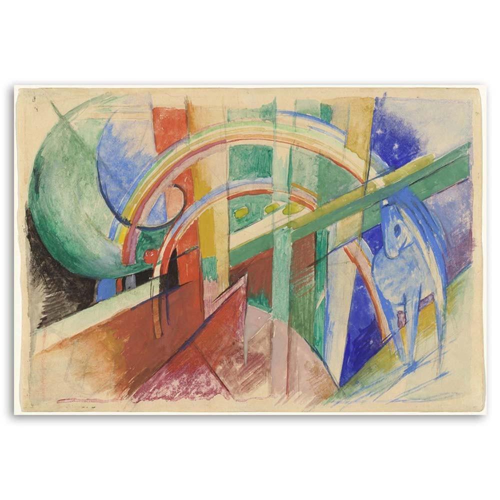 Canvas print, Blue horse and rainbow - F. Marc reproduction