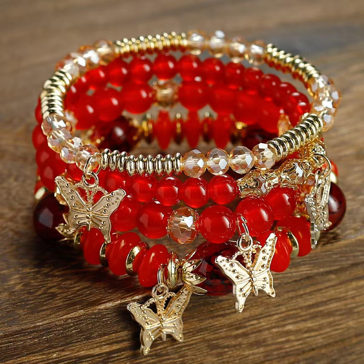 

Women S Minimalist Beaded Bracelets Style Jewelry червоний