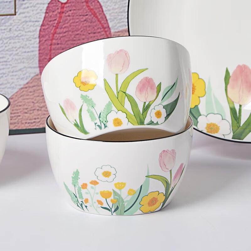 Chinesisches Keramik Geschirr Geschenkset (6 Schüsseln, 6 Löffel)