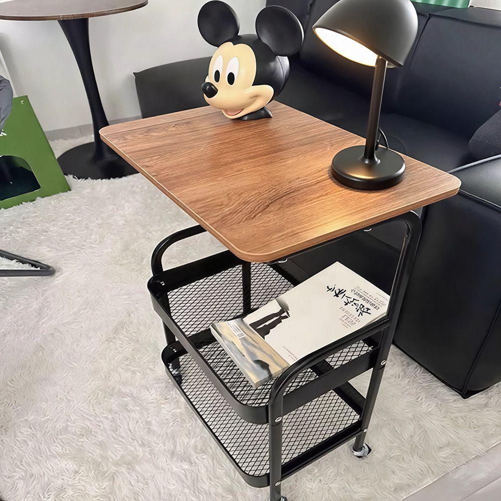 Movable Side Table and Storage Rack for Living Room or Bedroom