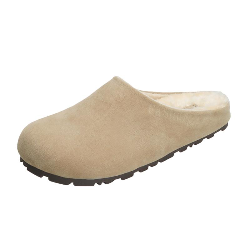 Fashion High Quality New Birken Women's Leather Slippers Winter Fashion Flat Shoes Thick Soled Casual Shoes Simple Casual Cotton Shoes