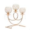 European Metal Candle Holder, Vintage 3Branch Candelabra, Crystal Globe Decor, Wedding Centerpiece