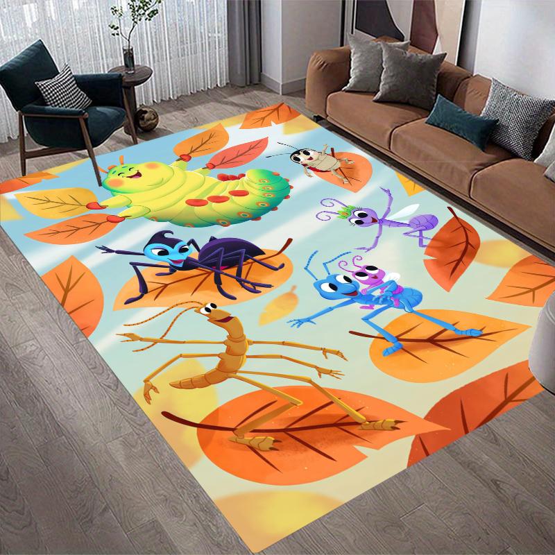 A Bug's Life Home Sofa Decoration for Living Room & Bedroom, Non‑Slip Play Flannel Floor Mat for Game Room