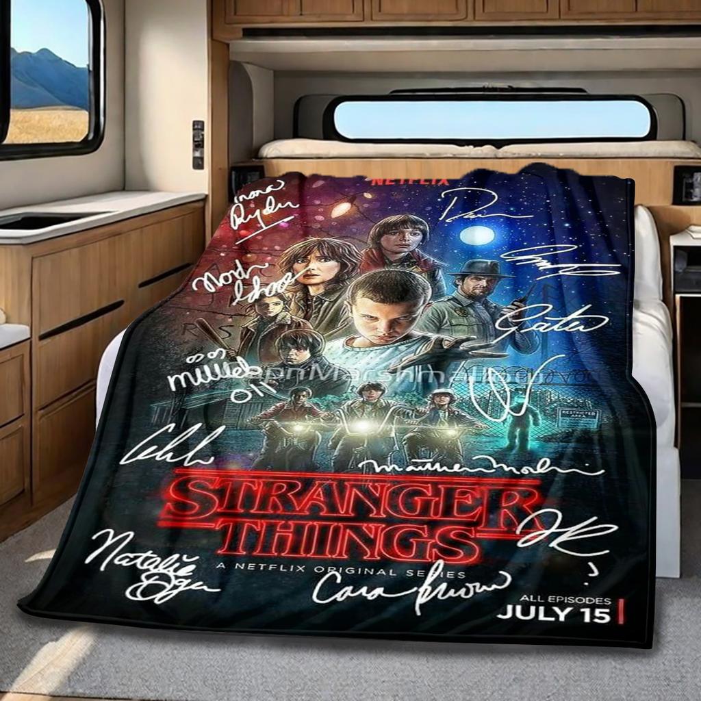 Halloween horror thriller theme Stranger Things blanket, home warming, four season bed decoration, sofa cover, flannel throwing blanket K11
