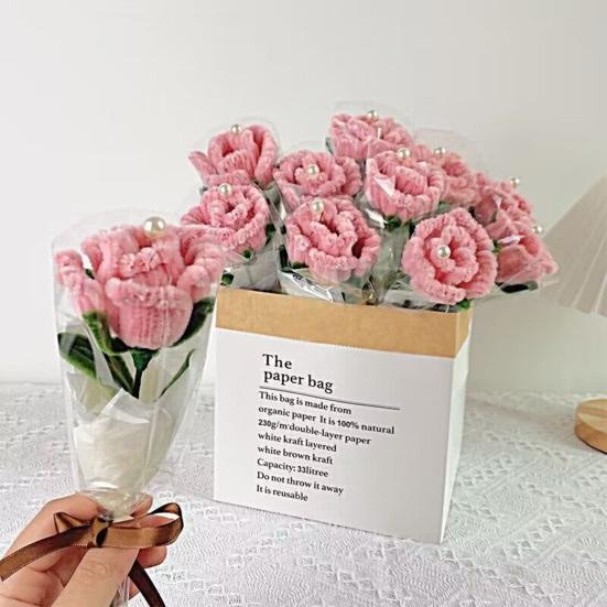 Artificial Flower Long-Lasting Never Wither Hand-Made Twist Sticks Silk Flowers Realistic Faux Floral Arrangement Home Decor