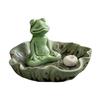 Cute Frog Incense Burner,Animals Statue,Decorative,with Lotus Leaf Tray,Ceramic,Incense Stick Holder,for Home Office Decoration