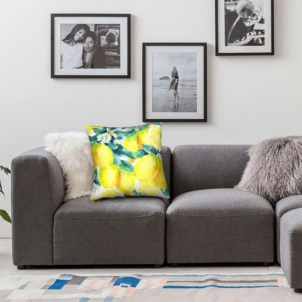 Watercolor Lemon Pillowcases Fashion Pillow Case For Living Room Sofa Custom Pillow Cover