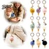Decorative Key Chain Plush Ice Cream Keychain for Backpacks, Fluffy Cone Handbag Hanging Accessory Bag Charm, Pendant with Metal Ring Food Shape