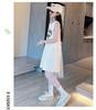 2026 Summer New Mid University Children's White Dress, Girls' Elegant Princess Dress, Girls' Summer Dress, Mesh Skirt