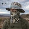 Quick-drying Hat Camouflage Sun with Balaclava Face Mask, UV Protection Men Wide Brim Hat, Breathable Bucket for Outdoor Fishing Hiking Cycling
