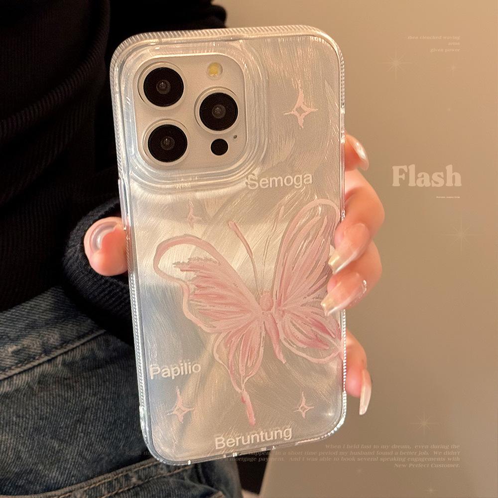 Pink Feather Yarn Bow Protective Case for iPhone 12/14/15 Pro Max/16