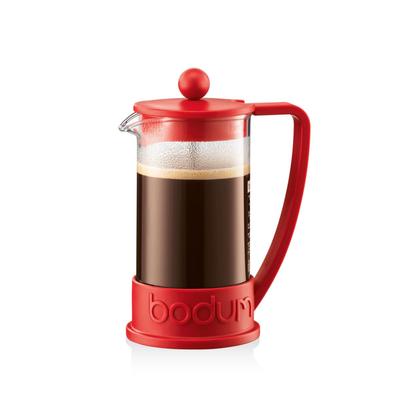 BODUM Filtru de cafea Presă de cafea BRASILIA Brazilian French Press Cafetieră 350 ml Roșu Filtru din oțel inoxidabil Pahar de sticlă Tip imersie Cafea