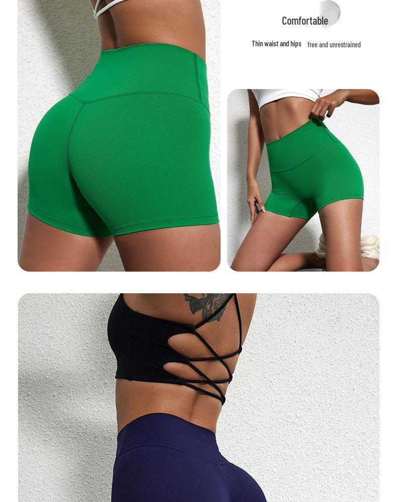 Plain Color High-Stretch Yoga Shorts - Soft, Three-Quarter Length Base Layer