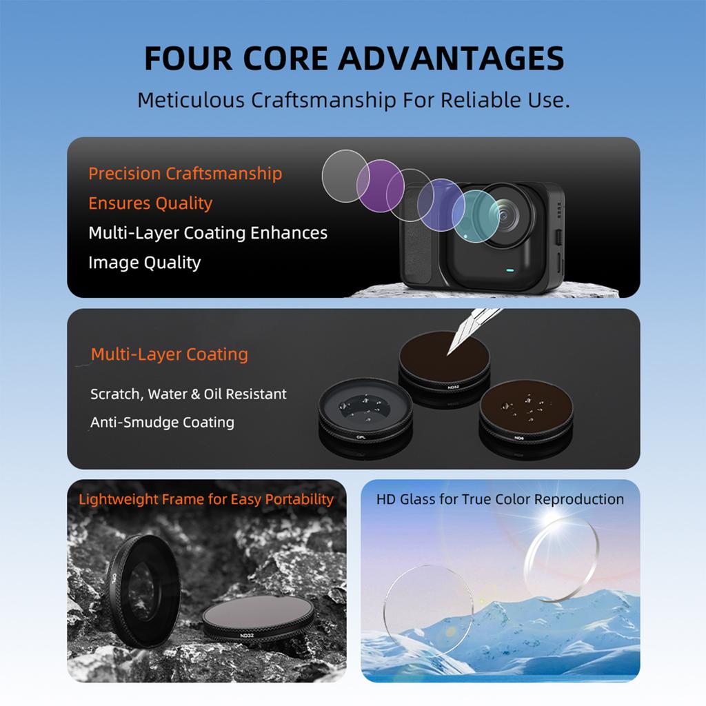 For Insta360 GO Ultra Film Lens Filters Lightweight ND Light Reduction Filter UV Protection Lens Filter Camera Accessories