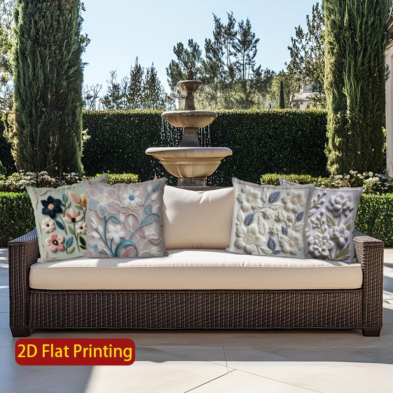 2D Floral Embroidered Pattern Decorative Pillow Covers Pattern Cushion Cover Suitable For Sofa Bedroom Car Pillow Cover