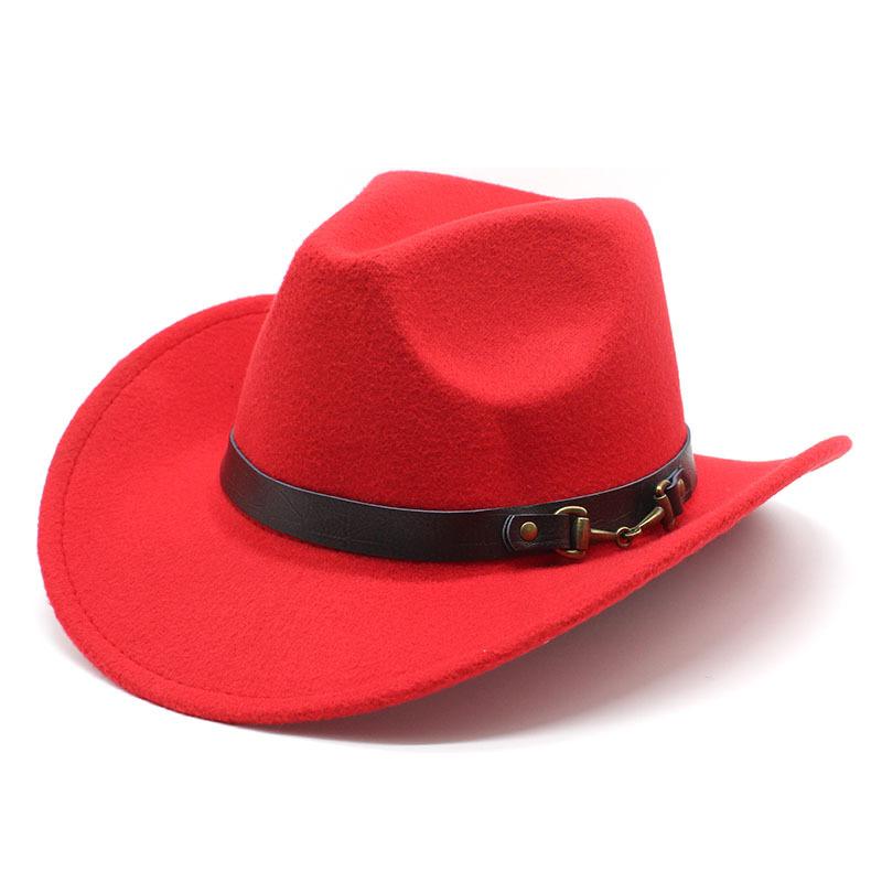 Popular Belt Buckle Big Edge Crimped Top Hat, Western Cowboy Hat, Woolen Felt Hat, Jazz Hat Czy-222
