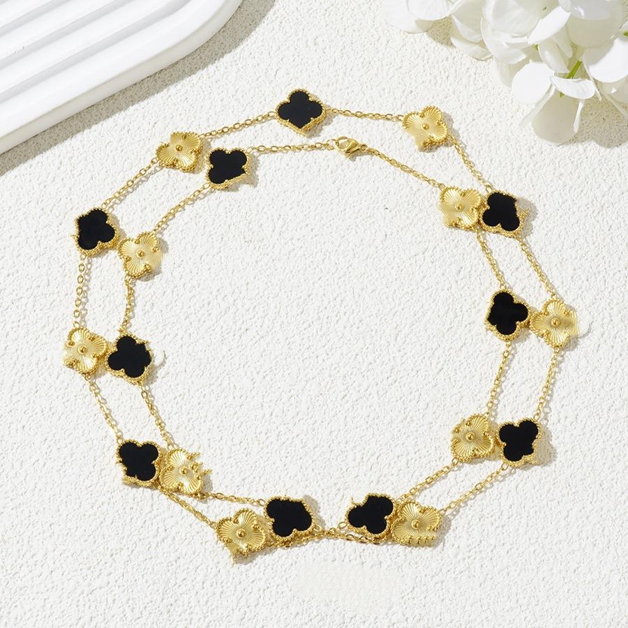 90cm Long 20-flower Classic Four-leaf Clover Necklace for Women 18K Non-fading Necklace Sweater Chain