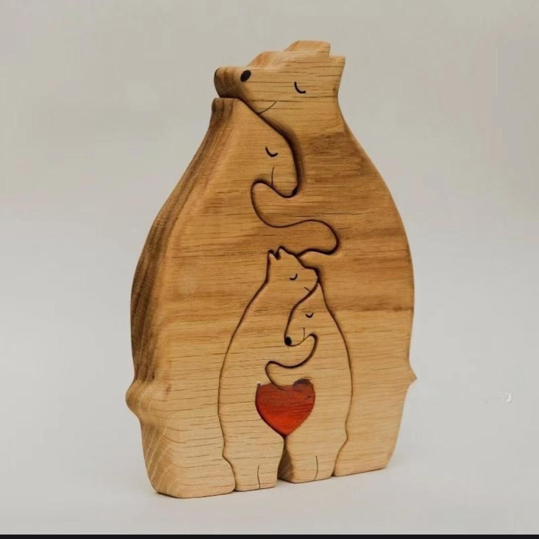 

Изготовленная на заказ деревянная головоломка «Семья медведей» с 2–6 именами, красочный дизайн в виде сердца, идеальный подарок на День матери, День отца, День благодарения, Рождество 4 Names