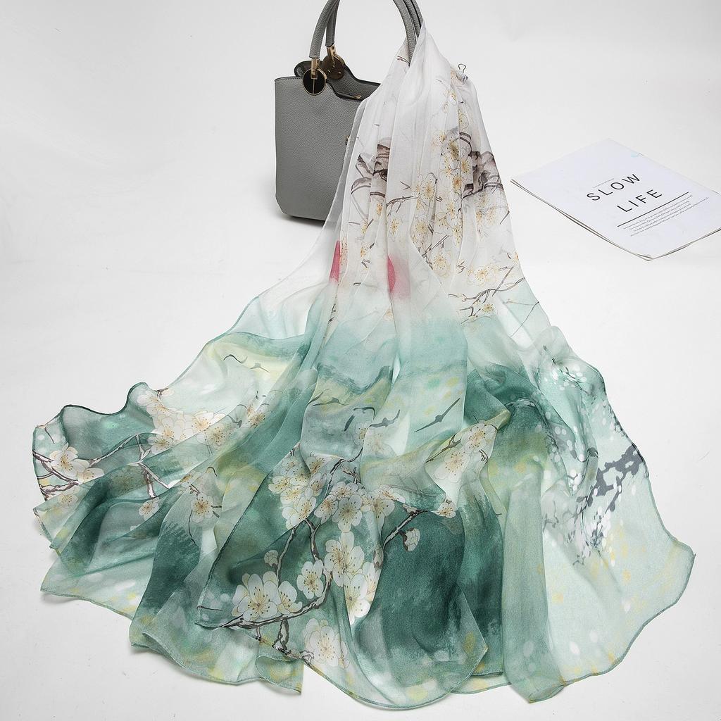 New 100% Mulberry Silk Silk Scarf Pure Chiffon Silk Scarf Shawl Exquisite Scarf Yarn