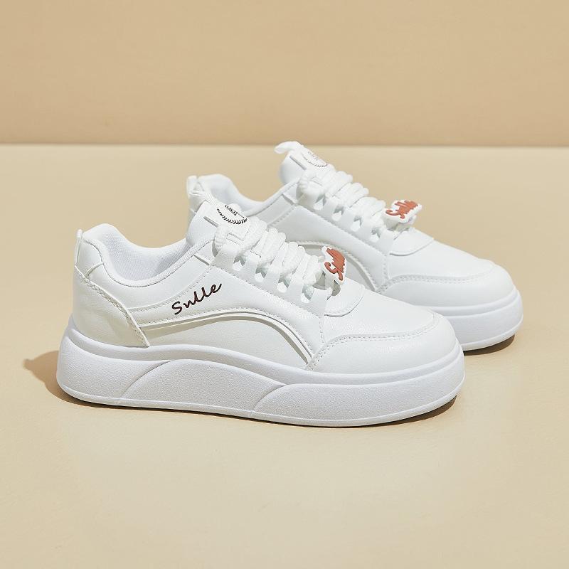 Spring White Shoes New Style of Female Students' Thick-soled High-rise Sports Shoes Casual Street Shot