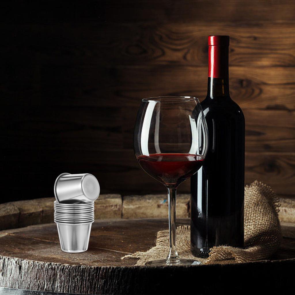 12Pcs Compact Stainless Steel Wine Cup Reusable Spirit Tumbler for Outdoor Adventure Travel Camping Picnic Hot Coffee Milk Tea