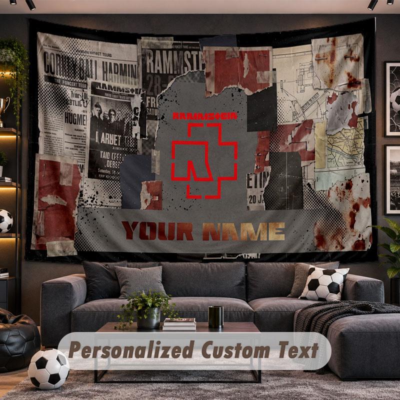 Wall Hanging Tapestry Custom NameRammstein Pattern Personalized Printed Fabric Wall Decor