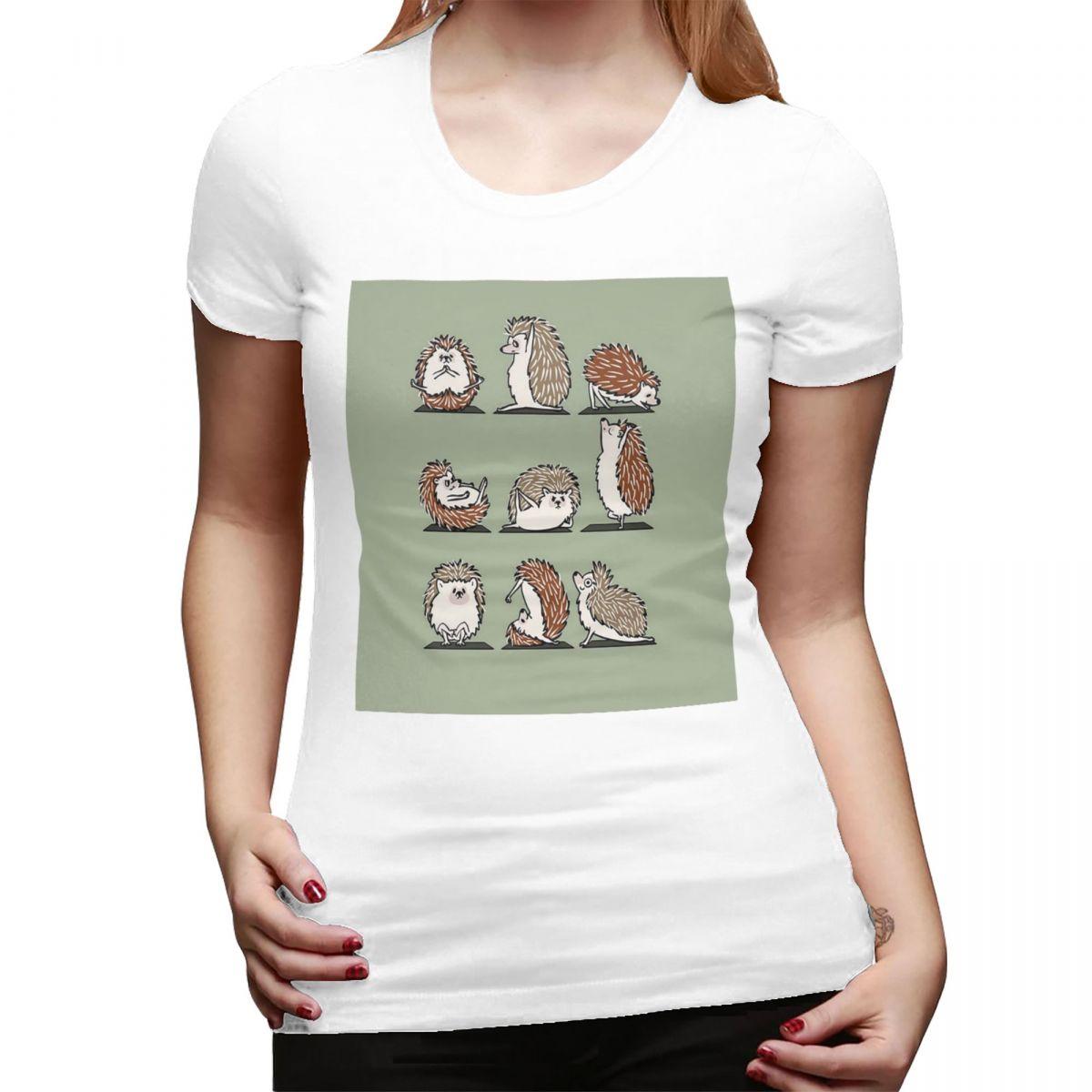 Hedgehog Yoga TShirt for Women Round Neck Streetwear T Shirts Womens Short Sleeve Summer Clothes Tops S