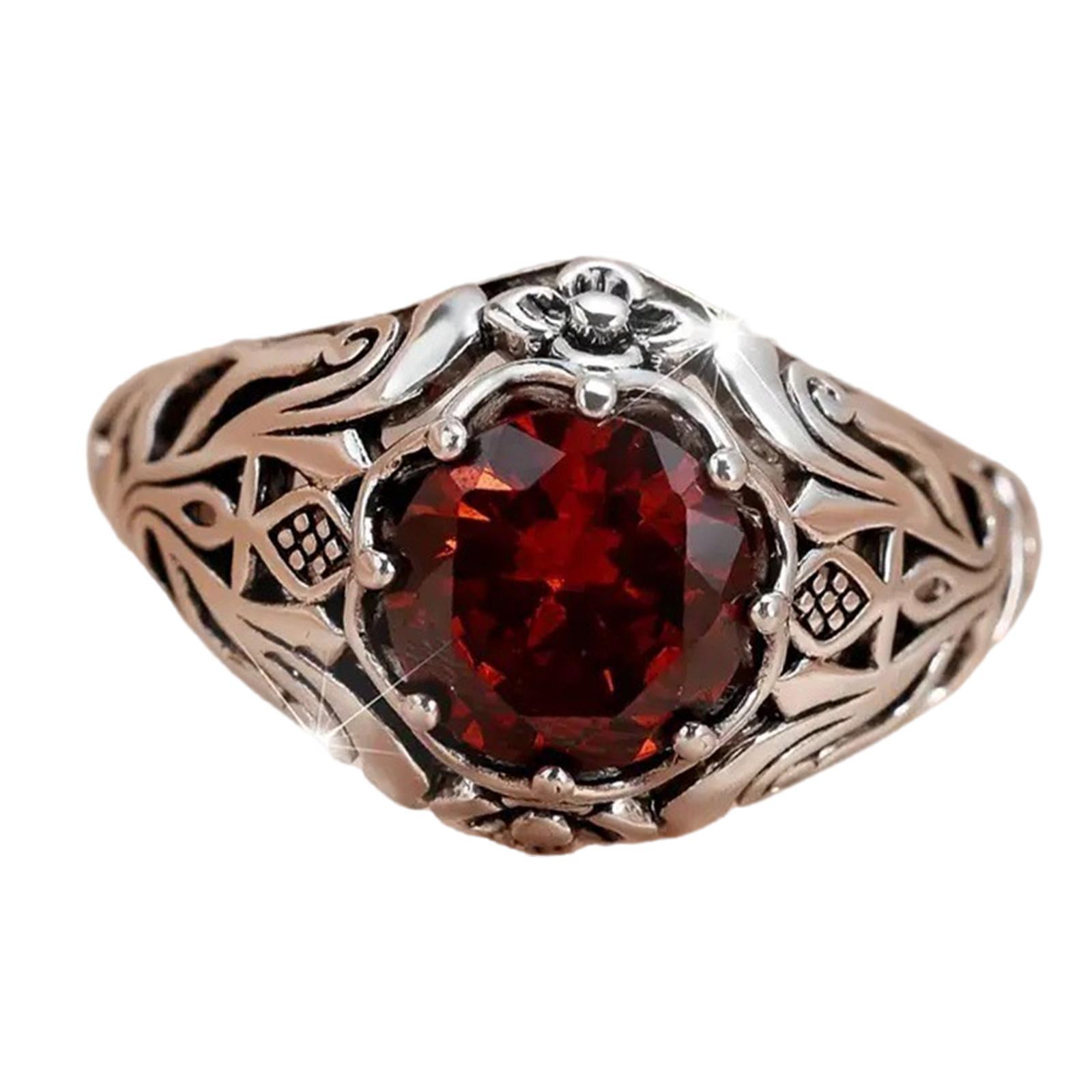 

Unisex Red Stone Alloy Ring With Gothic Inspired Design Vintage Style Jewelry For Everyday Wear Or Formal Events Size 7