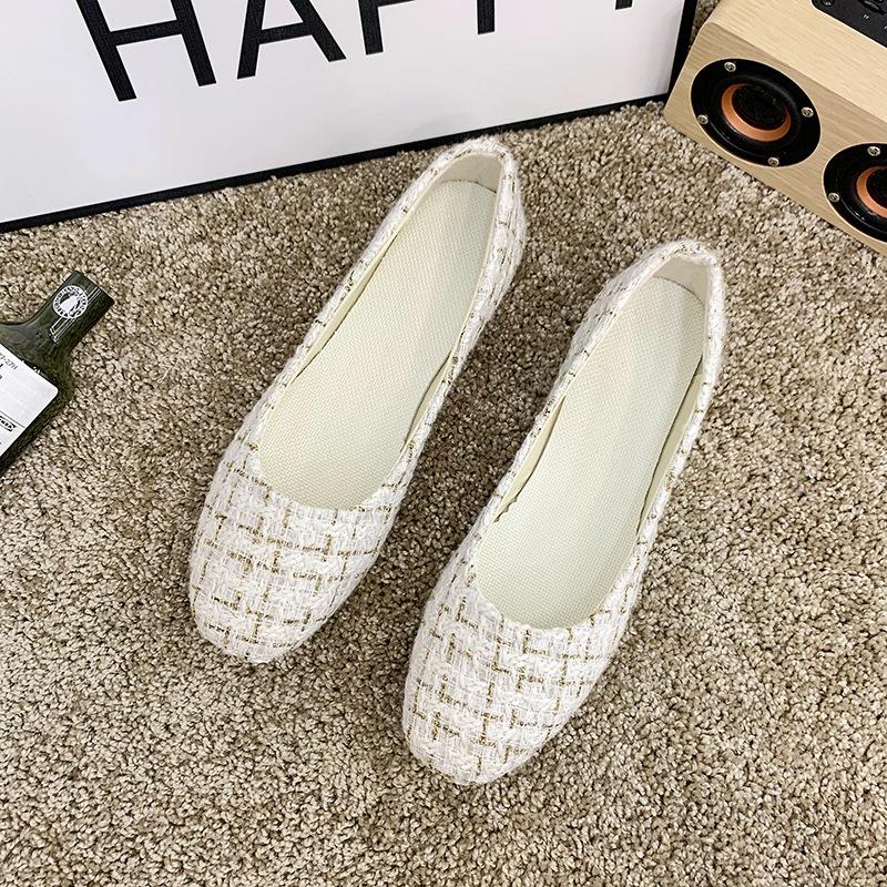 Damen Mädchen Einfarbig Große Größe Slip On Flache Flache Komfort Casual Plaid Einzelschuhe