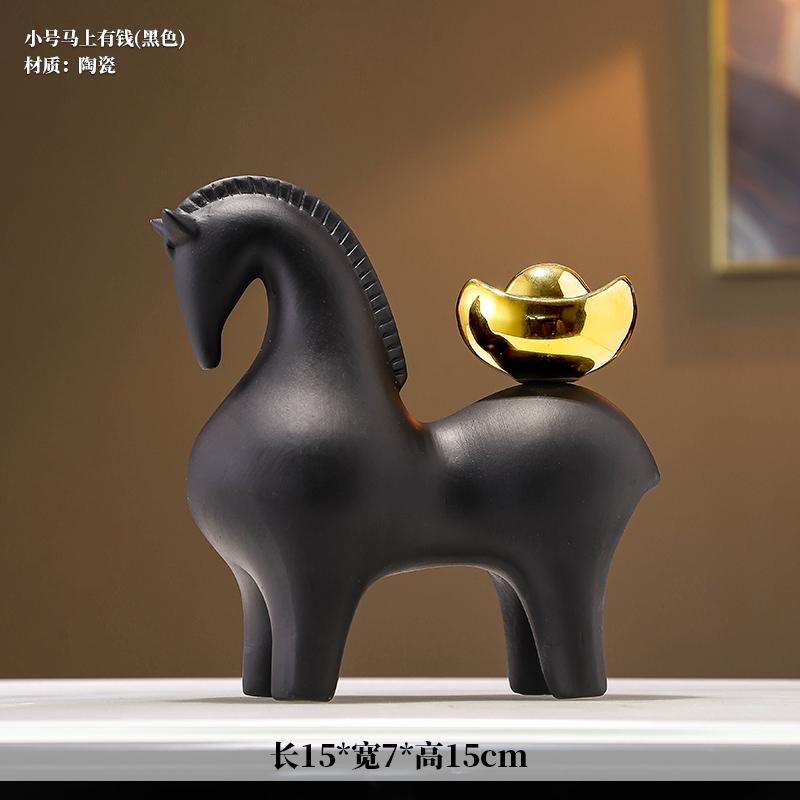 Glückliches Pferd Keramik Kleines Ornament Haus Wohnzimmer Skulptur Ornamente Geschäft Büro Empfang Eröffnungsdekoration Einweihungsgeschenk
