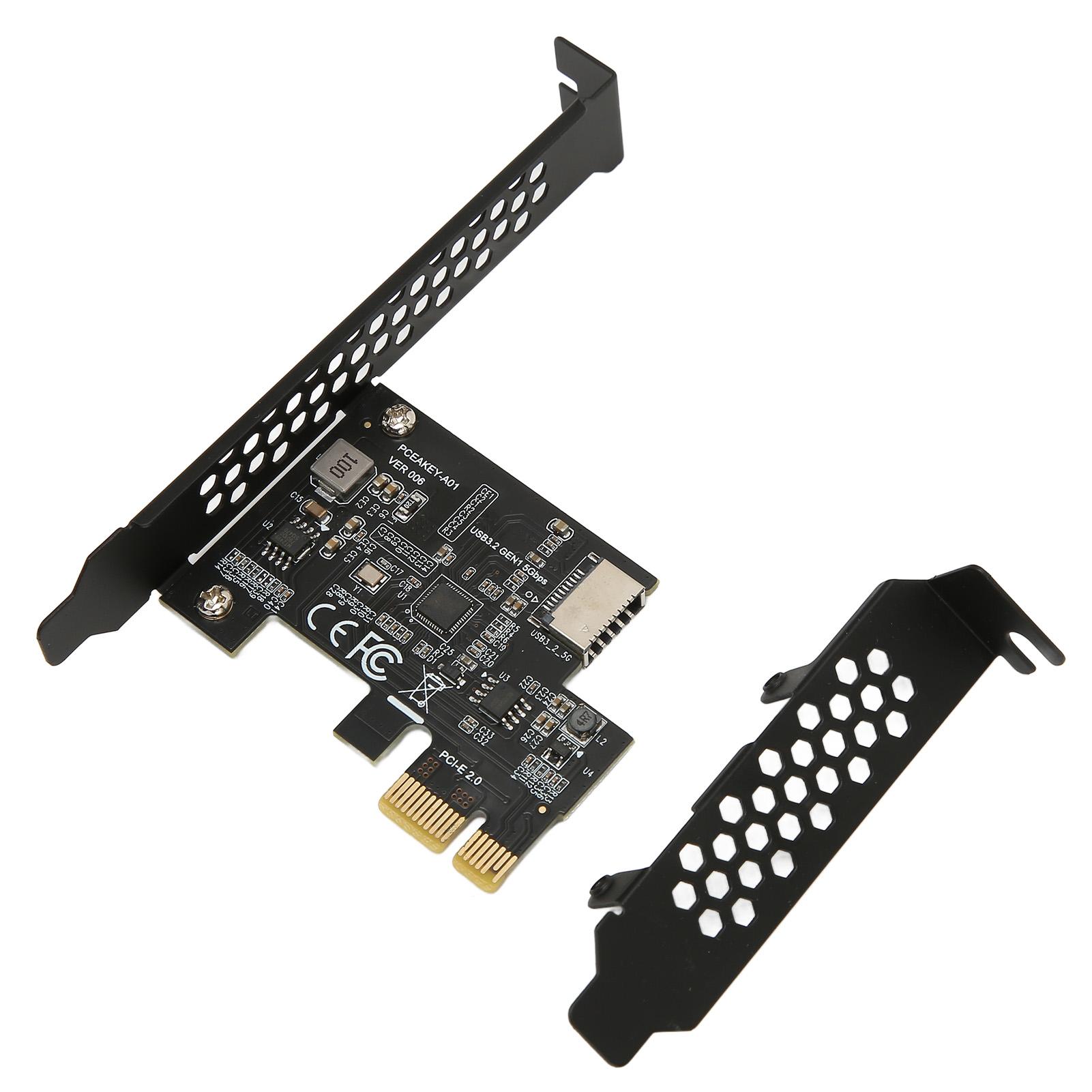 

PCIE to USB 3.2 Expansion Card Black 5Gbps High Speed PCIE X1 to USB3.2 Gen1 TYPE E 20PIN Expansion Card For Desktop