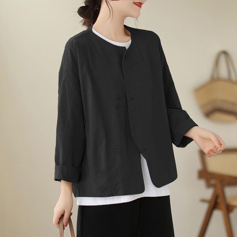 

ZANZEA Женская повседневная однотонная свободная блузка с круглым вырезом и длинным рукавом 5XL чёрный