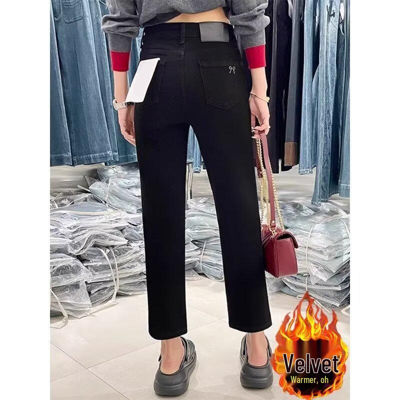 

2024 Slimming Black Straight-Leg Jeans for Women - Elastic Fit for Pear-Shaped Figures 5XL чёрный