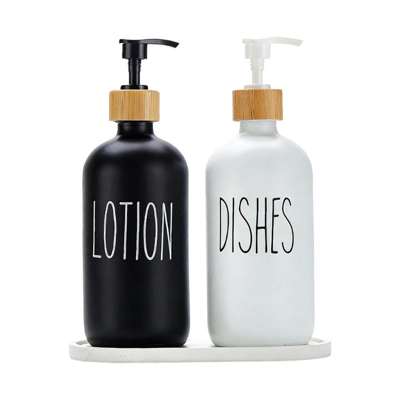 2 STuks 500ml Glazen Zeepdispenser Met Drukpomp Zeepdispenser Voor Reizen Of Huis Badkamer Aanrecht Accessoires