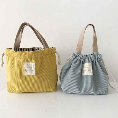 Handbag Lunch Bag Food Storage Bags Dinner Container Eco Cloth Drawstring Canvas Corduroy