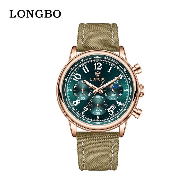 LONGBO Men's Luxury Multifunctional Quartz Watch - Nylon Strap, Waterproof, Hot-Selling