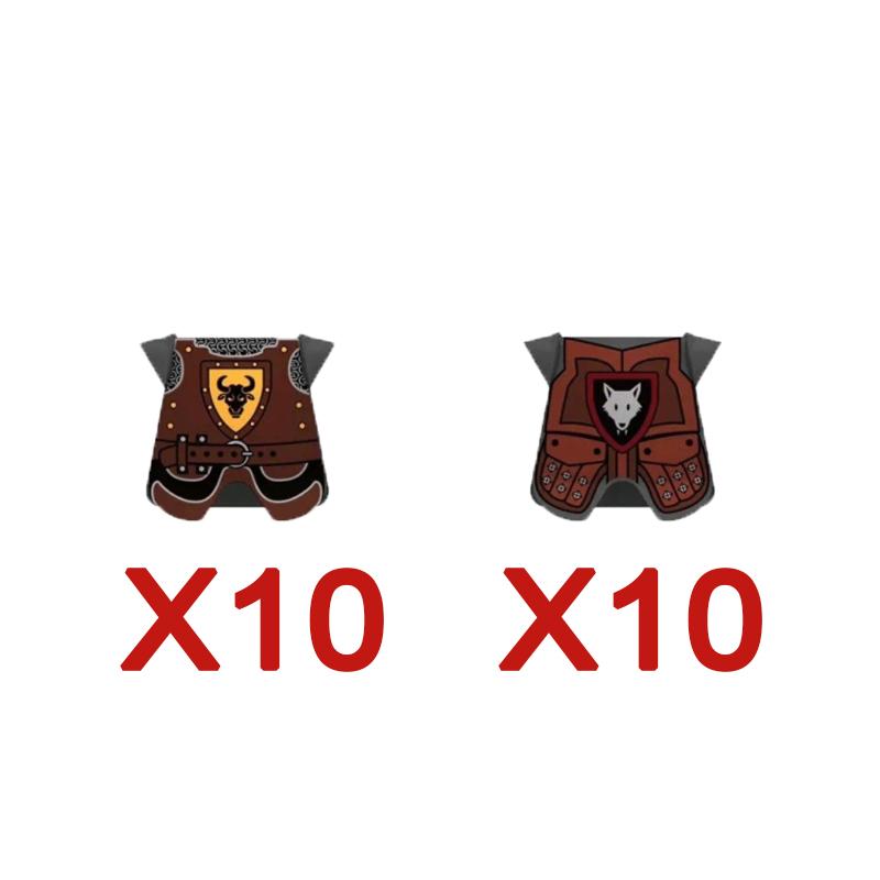 MOC Medieval Building Blocks Character Accessories Shields Armor Vests Warhorses Flags Set Mounts Toy Gifts Compatible Bricks