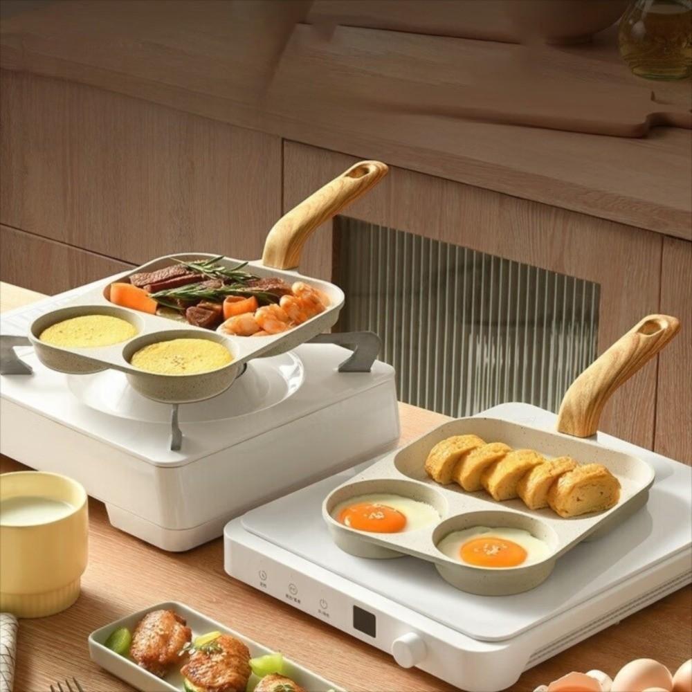 2 In1 Fried Egg Steak Fry Pan Small Mini Hamburger Pan Breakfast Egg Pan  Gas Induction Cooker