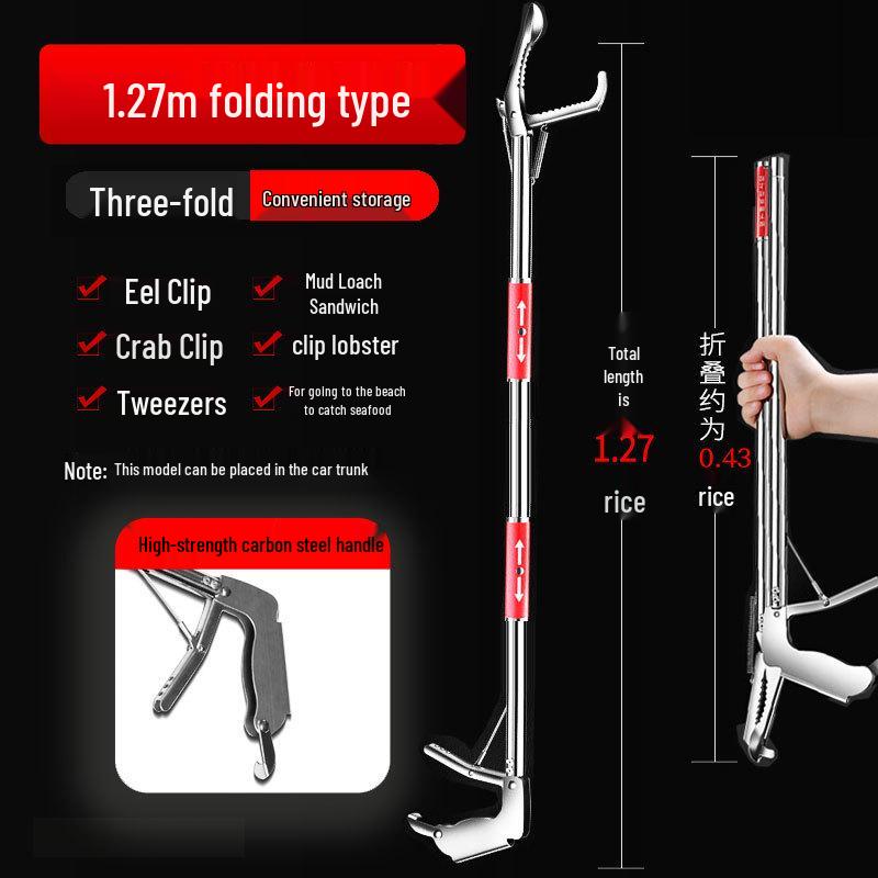 Telescopic Anti-Bite Stainless Steel Hook Pliers for Outdoor Use – Grabber & Beach Combing Tool.