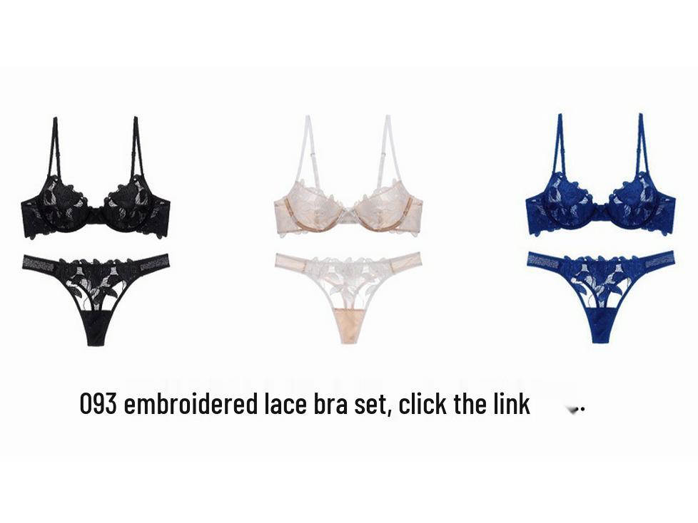 French Lace Push-Up Bra Set with Lily Embroidery & Mesh