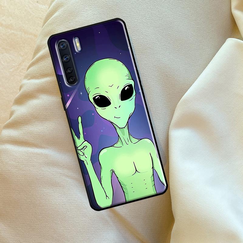 Aesthetics Cartoon Alien Space Case For Oppo A96 A76 A16 A18 A38 A58 A78 A98 A74 A94 A54 A80 A60 A40 A15 A17 A57 A5 A6 Pro