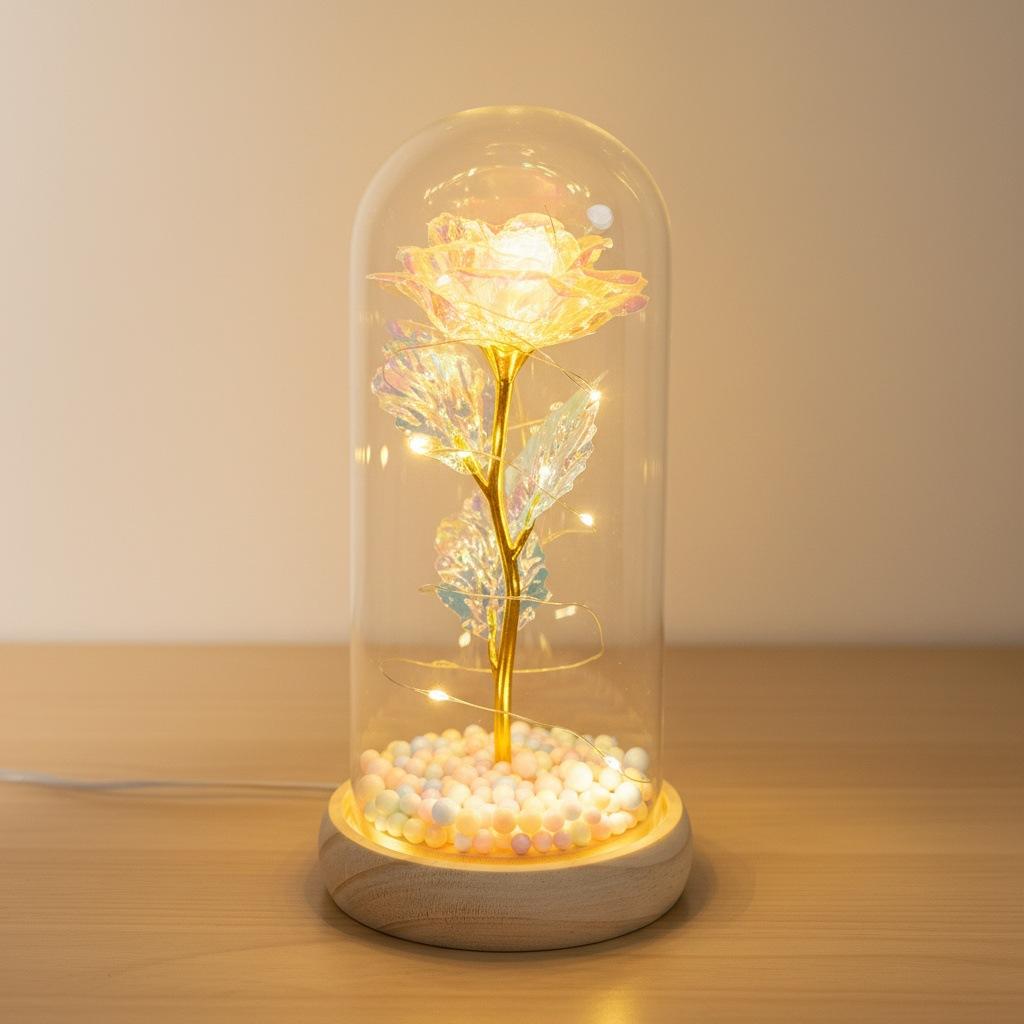 Rose Immortal Flower Glass Cover Valentine's Day Gift Doll Bouquet Mother's Day Birthday Creative Christmas Gifts
