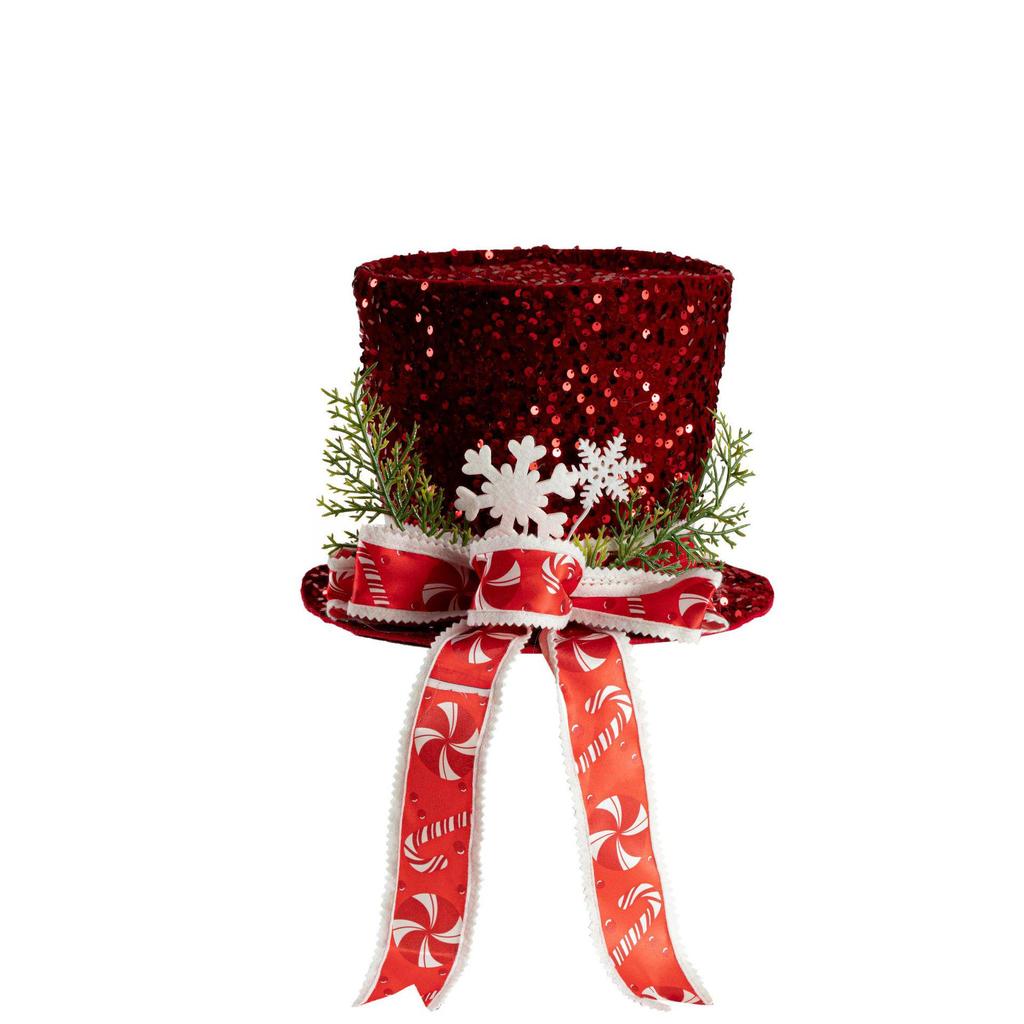 Retro Christmas Star Tree Topper Hat with Ribbons and Sequins