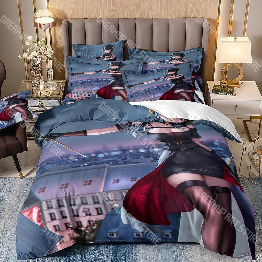 Fashion Anime SPY FAMILY Anya Bedding Set Single Twin Full Queen King Size Bed Set Kids Bedroom Duvetcover Sets Bed Sheet Set