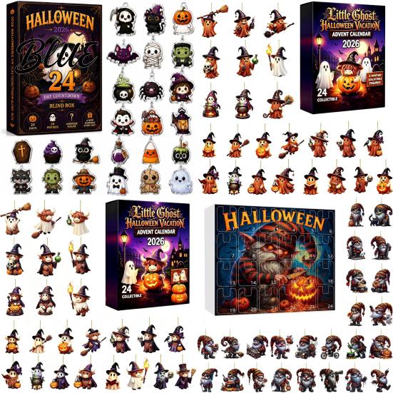 Saisonale Wanddekorationen mit Raum 24-Tage-Kalender 2026 Halloween Adventsüberraschung Countdown Zubehör Acryl